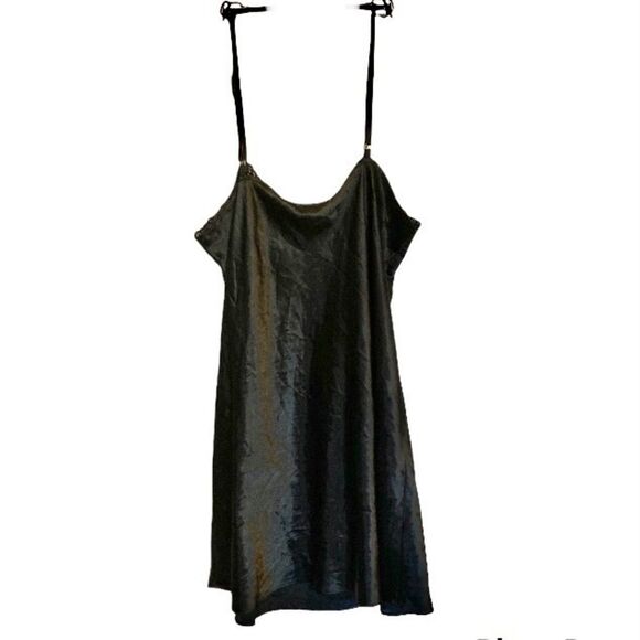 MORGAN TAYLOR Chemise Satin Lace Black Sexy Strappy Nightgown Womens XL - Picture 6 of 15